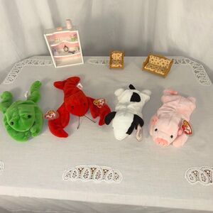 Vintage 1993 Ty Beanie Babies Original Nine PVC Pellet Lot – Spot, Pinchers, Squ